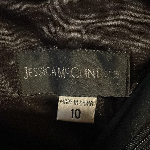 Jessica McClintock black mini formal black and lace one shoulder dress size 10 - Picture 9 of 12